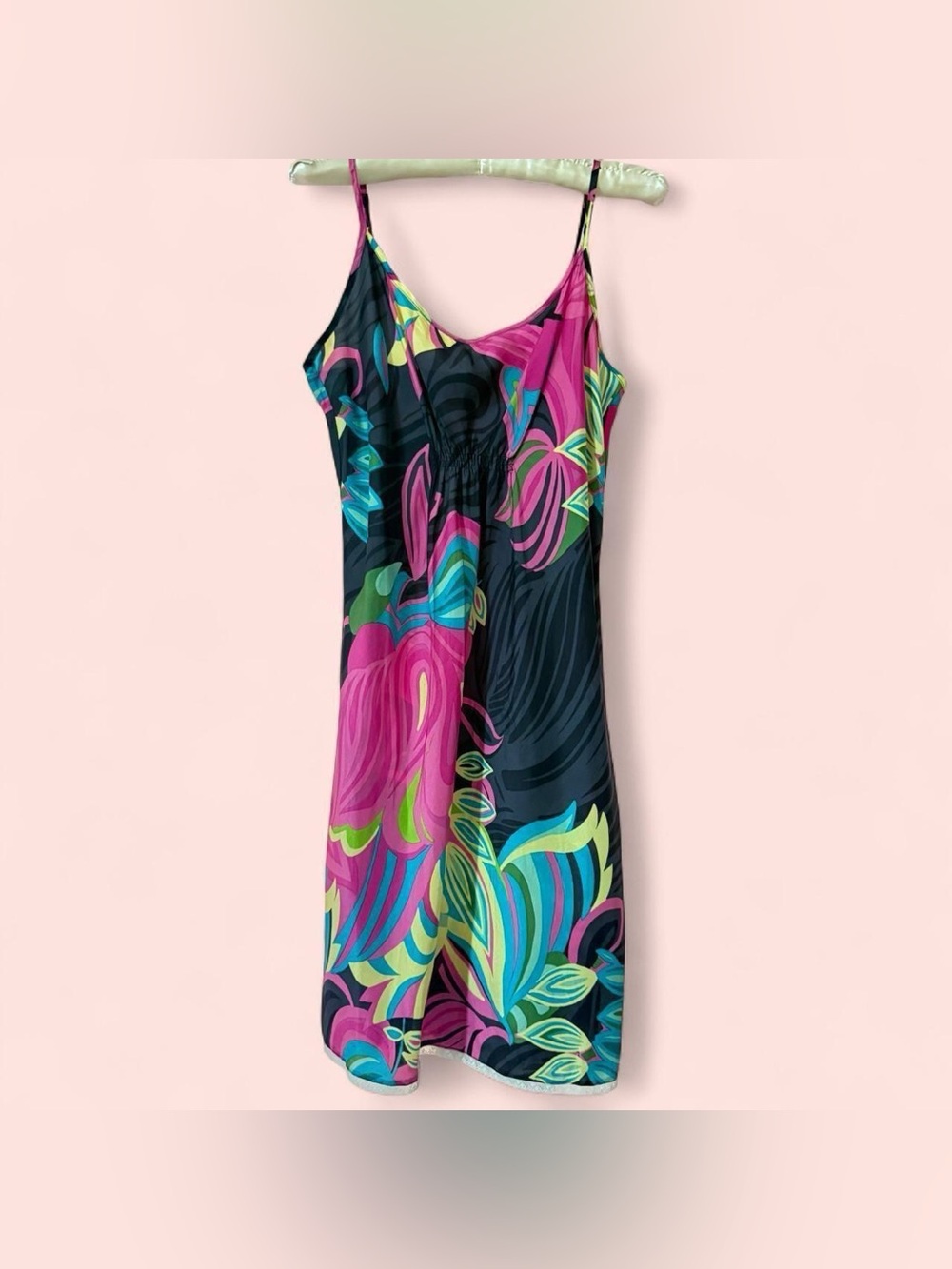 Vintage Old Navy Multicolored Abstract Floral Print Camisole Babydoll Style Slip